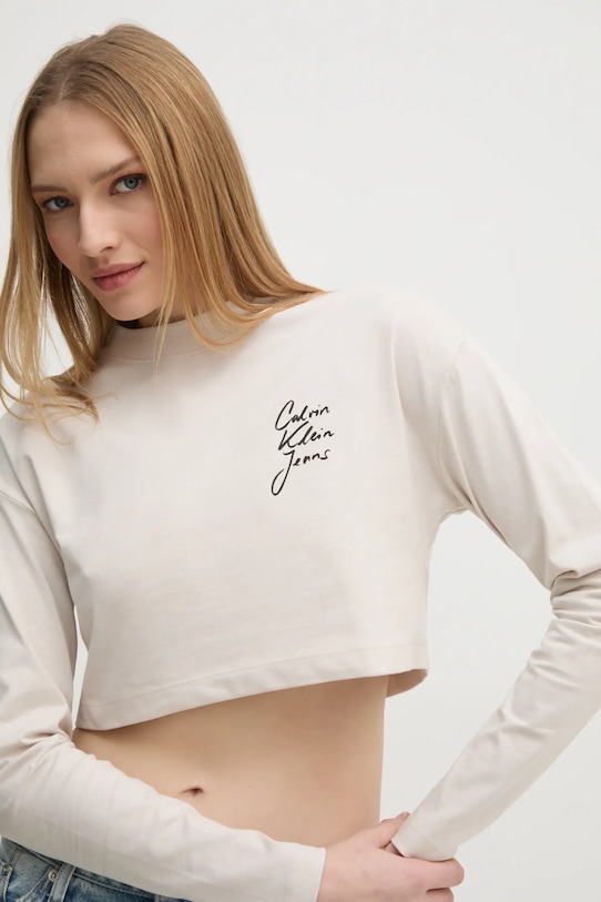 

Хлопковая водолазка Calvin Klein Jeans, бежевый