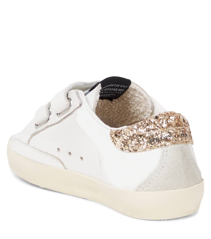 Старые добрые кожаные кроссовки с пайетками Golden Goose Kids, White/Silver/Light Gold/Ice — фото 2