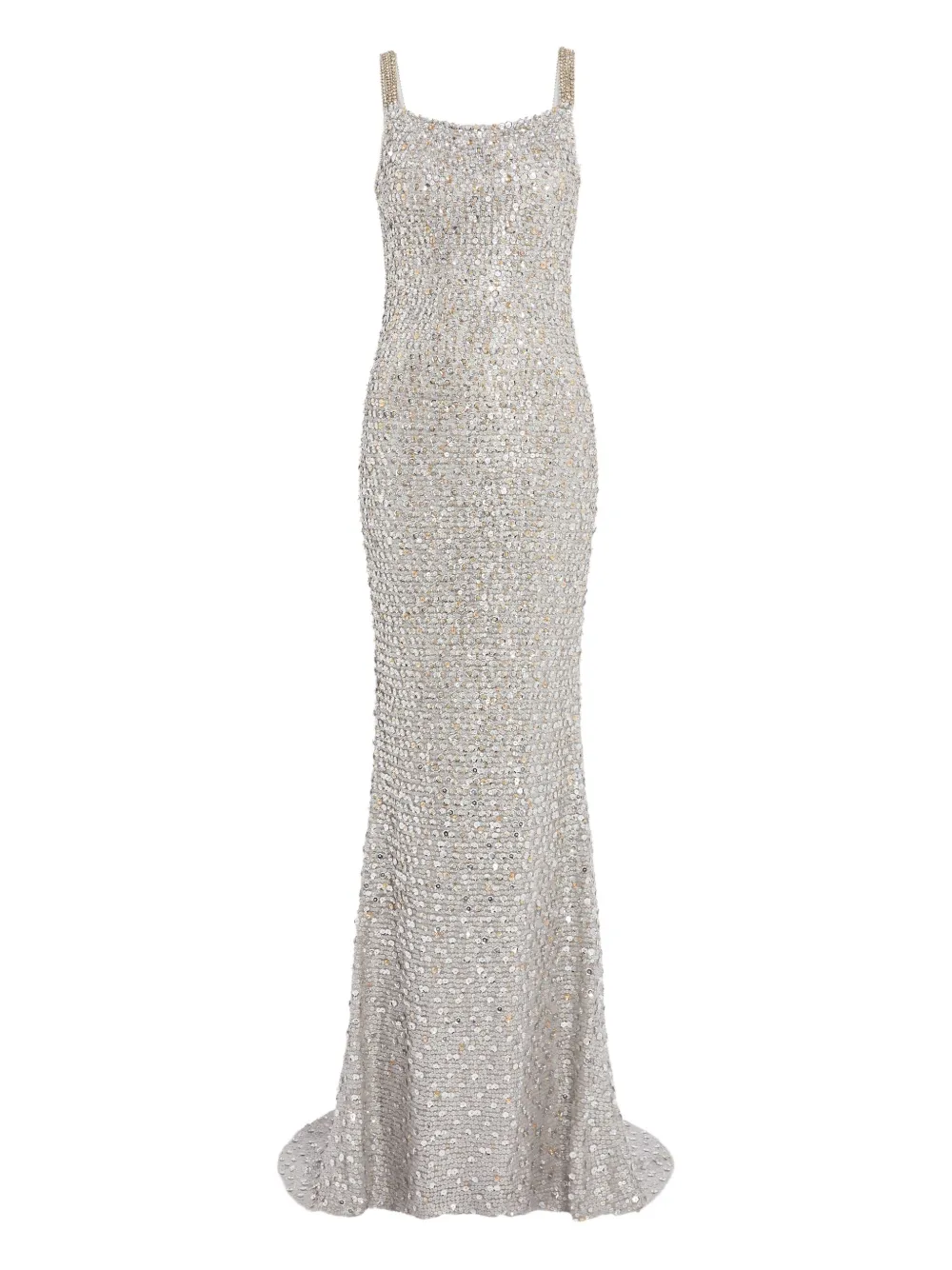 

Платье макси с открытой спиной и пайетками Jenny Packham, серый