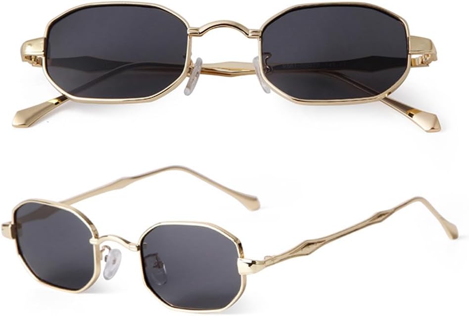 

Прямоугольные маленькие солнцезащитные очки для женщин и мужчин в стиле ретро, ​​винтаж, с металлической оправой, стимпанк, защита от ультрафиолета UV400, многоугольные LANGSER, 2