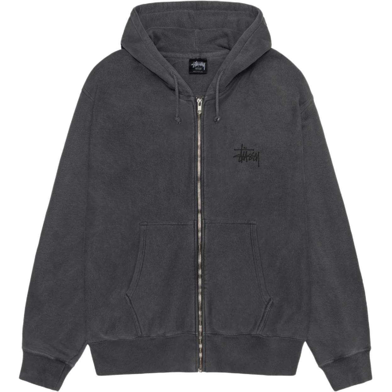 Stussy Базовый худи с молнией пигментной окраски, Black — фото 3