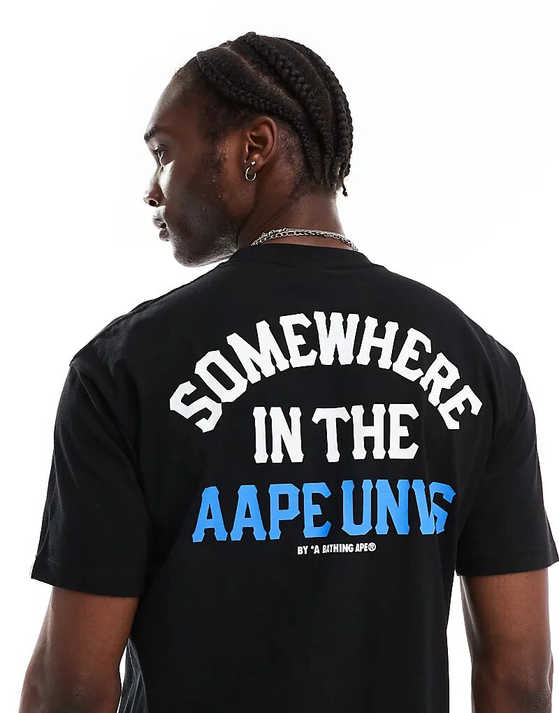 

Футболка с логотипом AAPE By A Bathing Ape и камуфляжным принтом на спине черного цвета Aape By A Bathing Ape