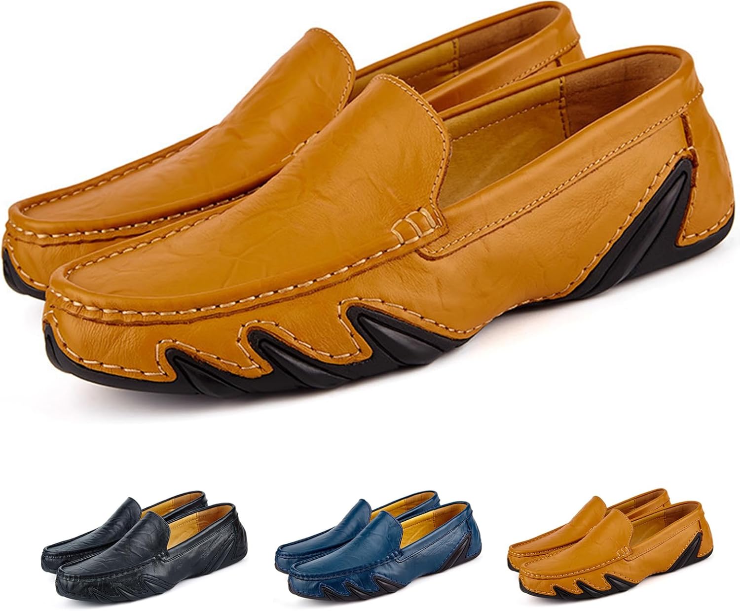 

Мужские мокасины с мягкой подошвой с отделкой пенни, удобные с круглым носком, повседневные мягкие кроссовки для ходьбы, лодочные туфли из кожи, и для вождения Lossarye, коричневый