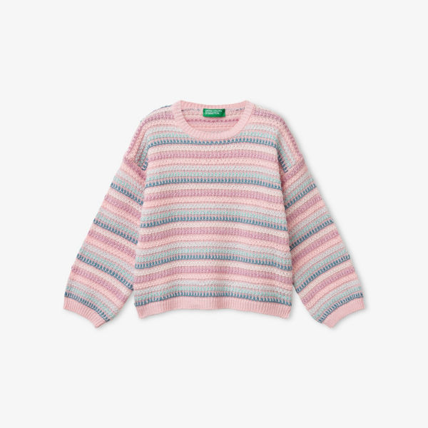 

Джемпер из хлопковой смеси с полосками 18 месяцев - 6 лет Benetton, розовый