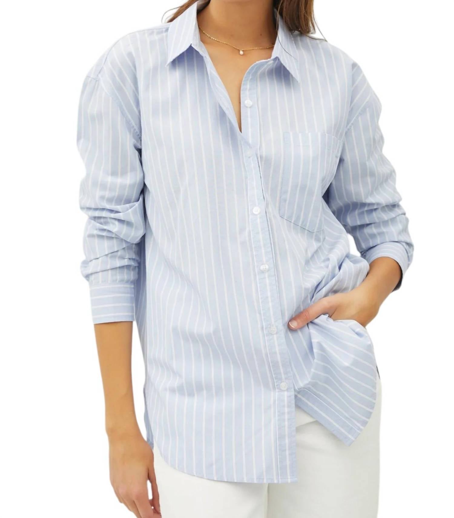 

Рубашка в полоску на пуговицах из шамбре be cool, цвет chambray