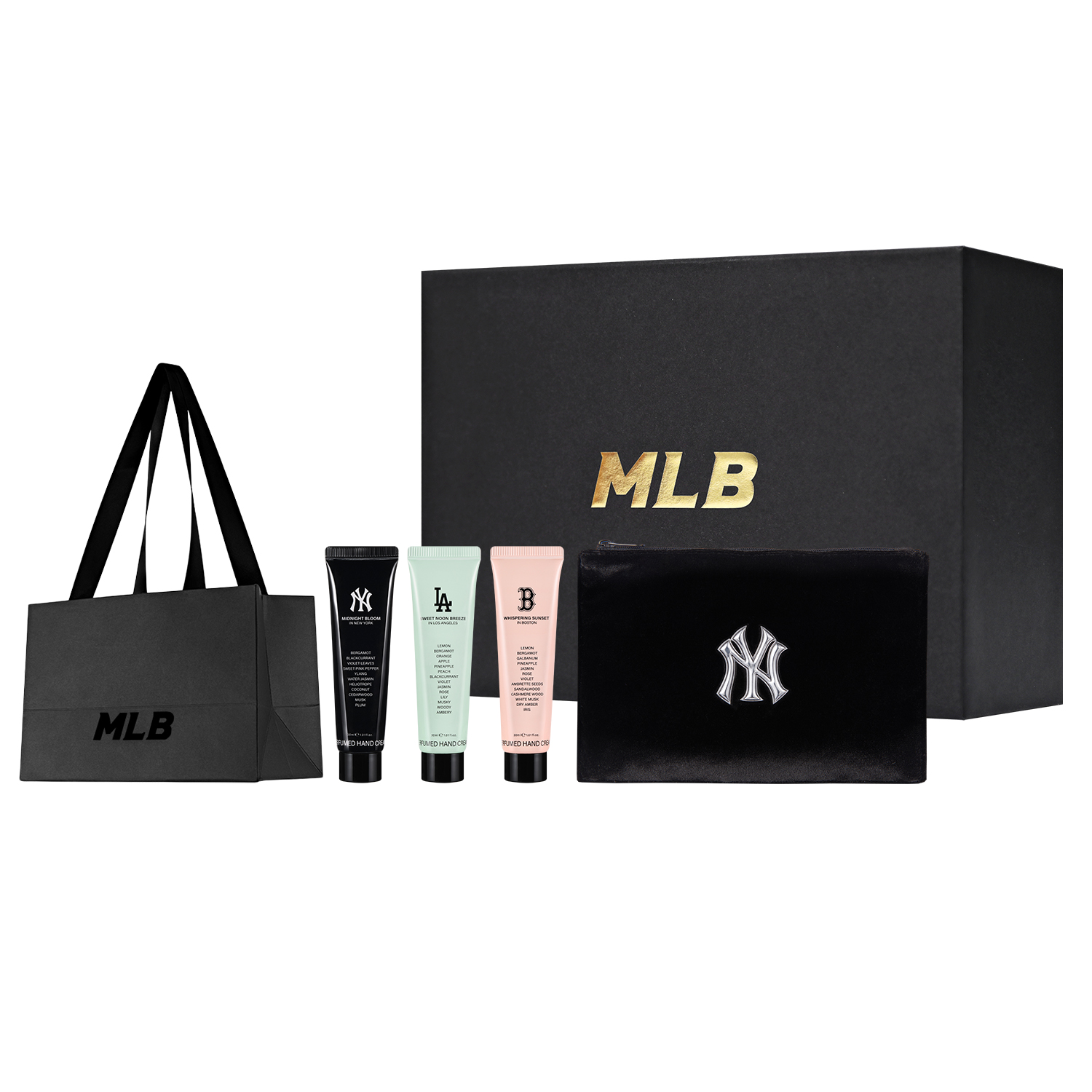 

Коробка ароматного крема для рук 30мл*3, цветочно-фруктовый, женский, ароматный, увлажняющий MLB, mlb护手霜礼盒