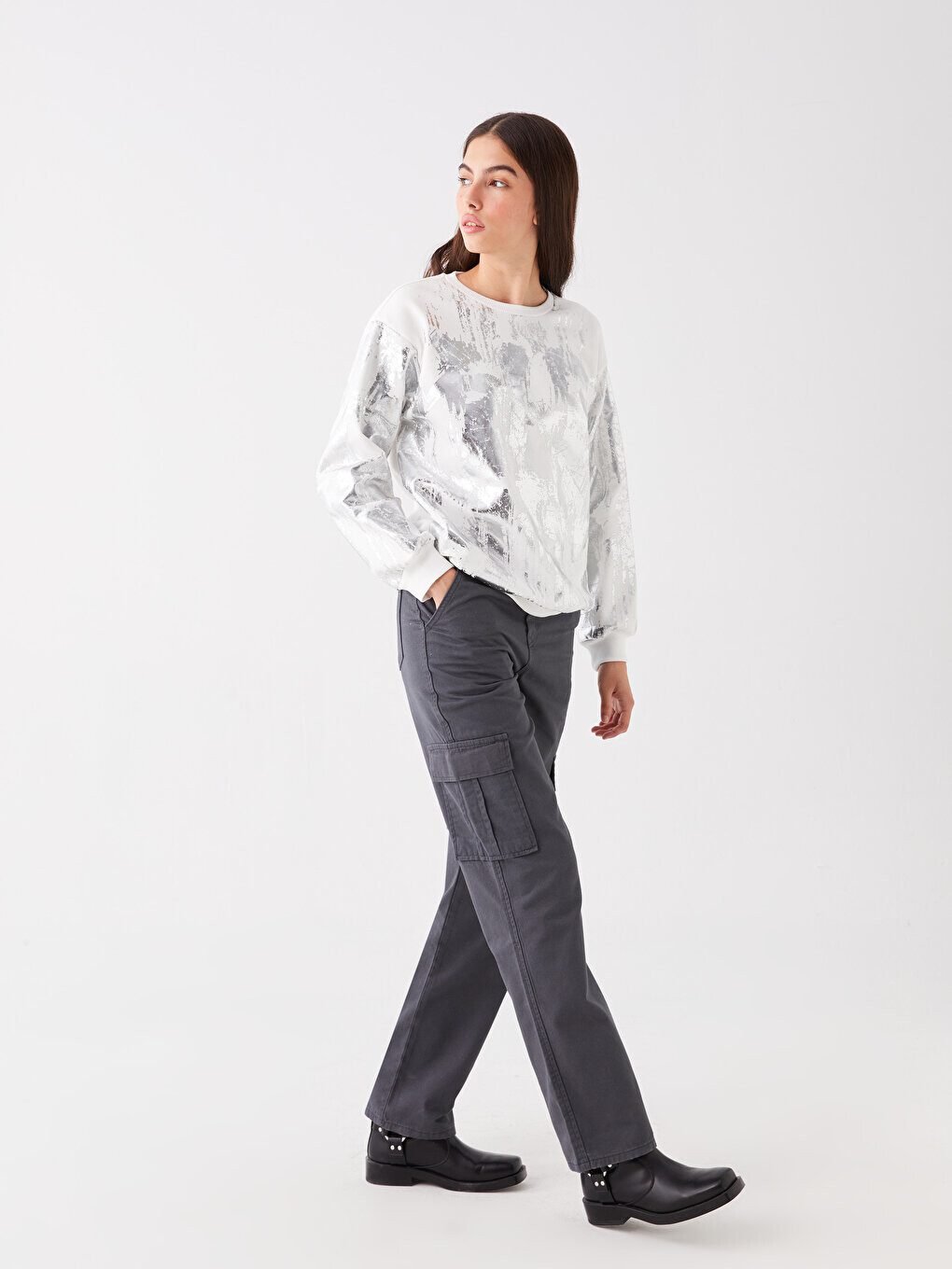 

Женские брюки-карго стандартного кроя LCW Casual, антрацит