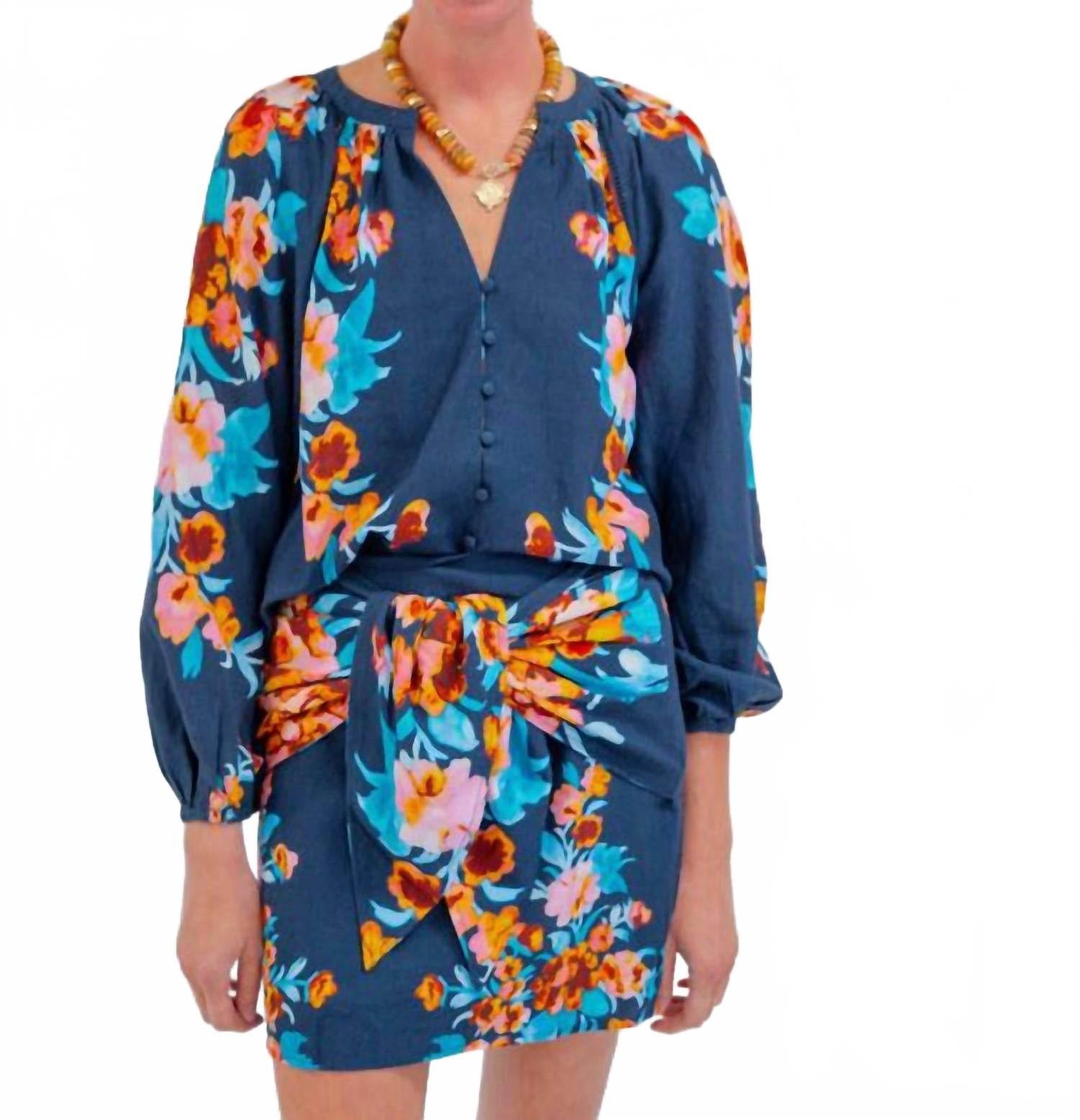 

ALLISON NEW YORK Мини-юбка Janis темно-синего цвета с цветочным принтом