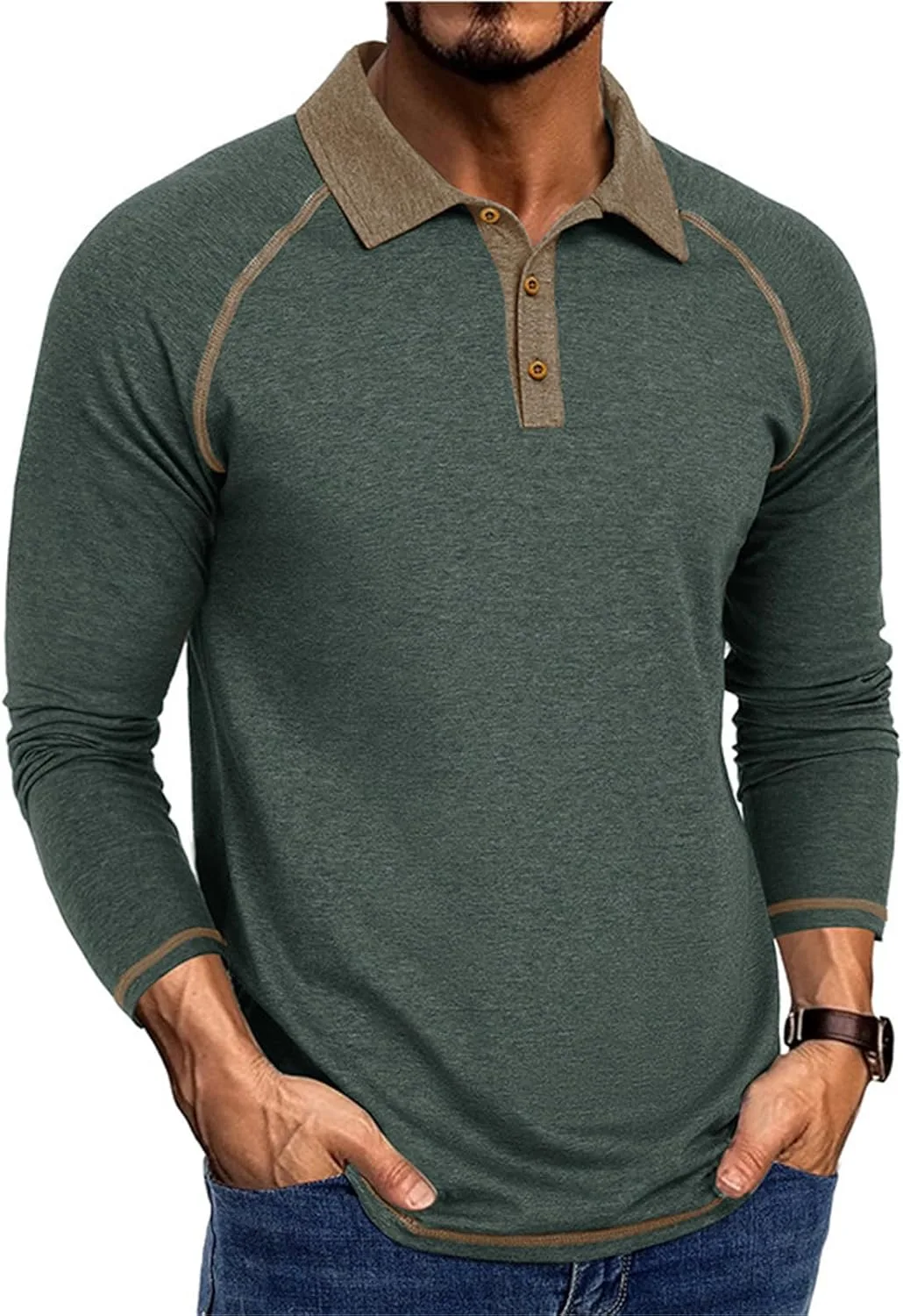 

Мужская рубашка поло с длинным рукавом и классическим воротником NJNJGO