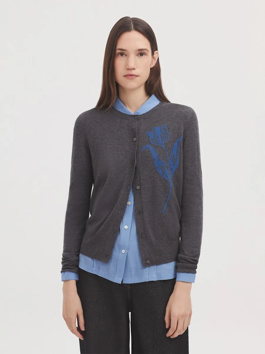 

Женский трикотажный свитер с круглым вырезом и длинными рукавами Nice Things, серый