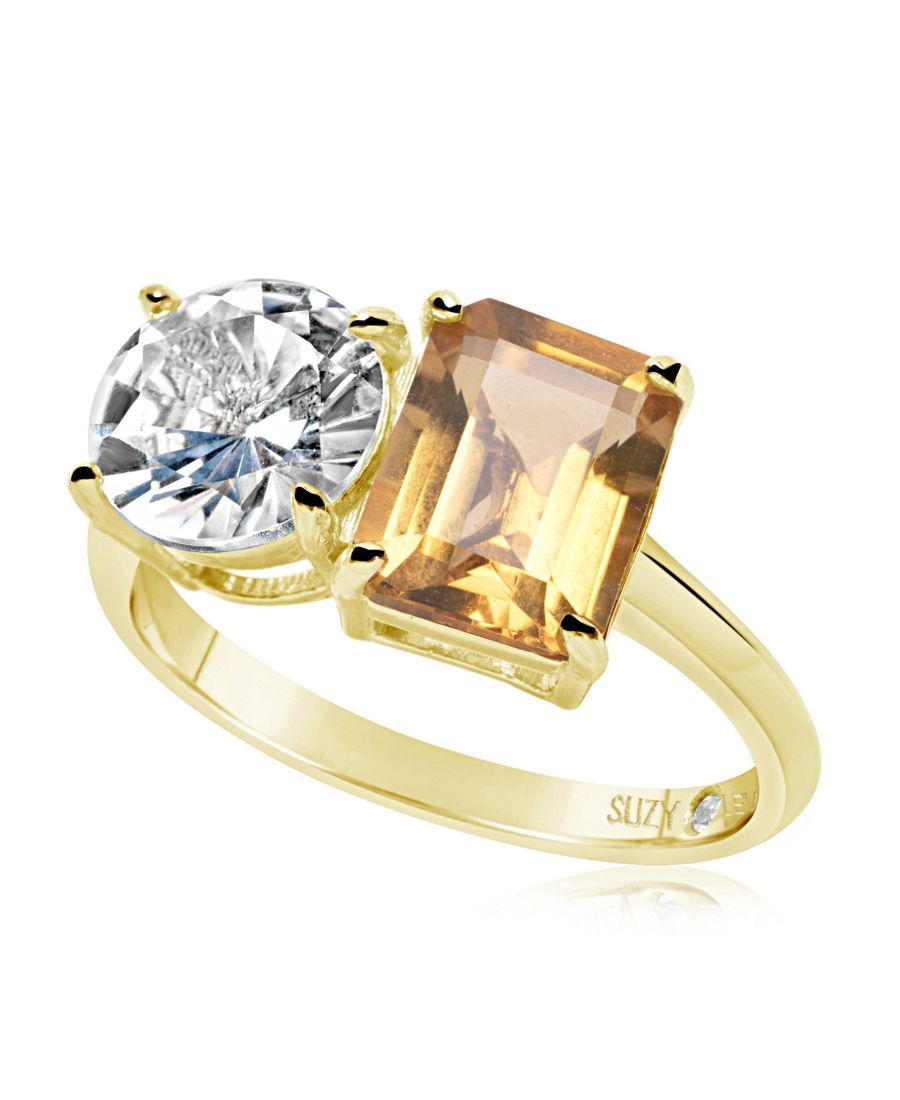 

Кольцо Suzy Levian из стерлингового серебра с двумя камнями Toi et Moi Suzy Levian New York, Citrine / gold