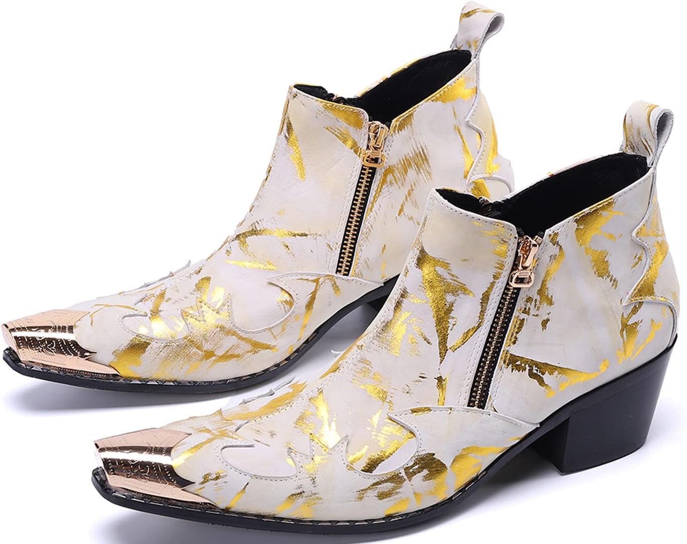 

Мужские ботинки челси Santimon: повседневные, для вечеринок, с металлическим носком, из натуральной кожи, с двойной молнией, двухцветные, модные, в стиле вестерн, ковбойские, дискотечные, для бальных залов, свадеб, смокинга, чукка, слоновая кост...