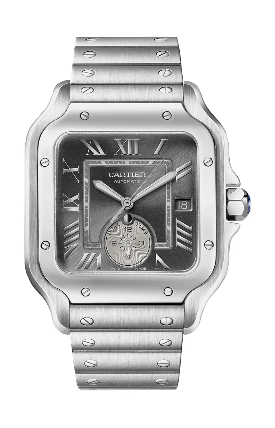 SANTOS DE CARTIER, большая модель, сталь, автоматические - WSSA0076, синий