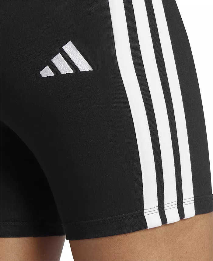 Женские базовые велосипедные шорты с высокой посадкой и 3 полосками adidas, черный — фото 3