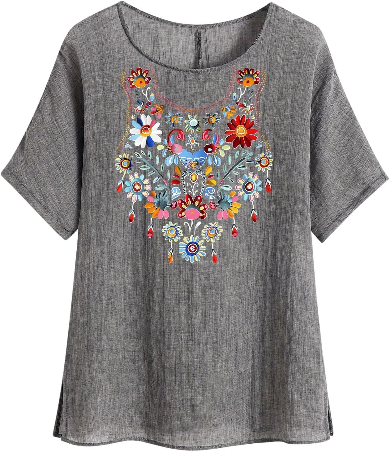 

Женская летняя блузка 2025 с вышивкой в стиле бохо Smxrfitk