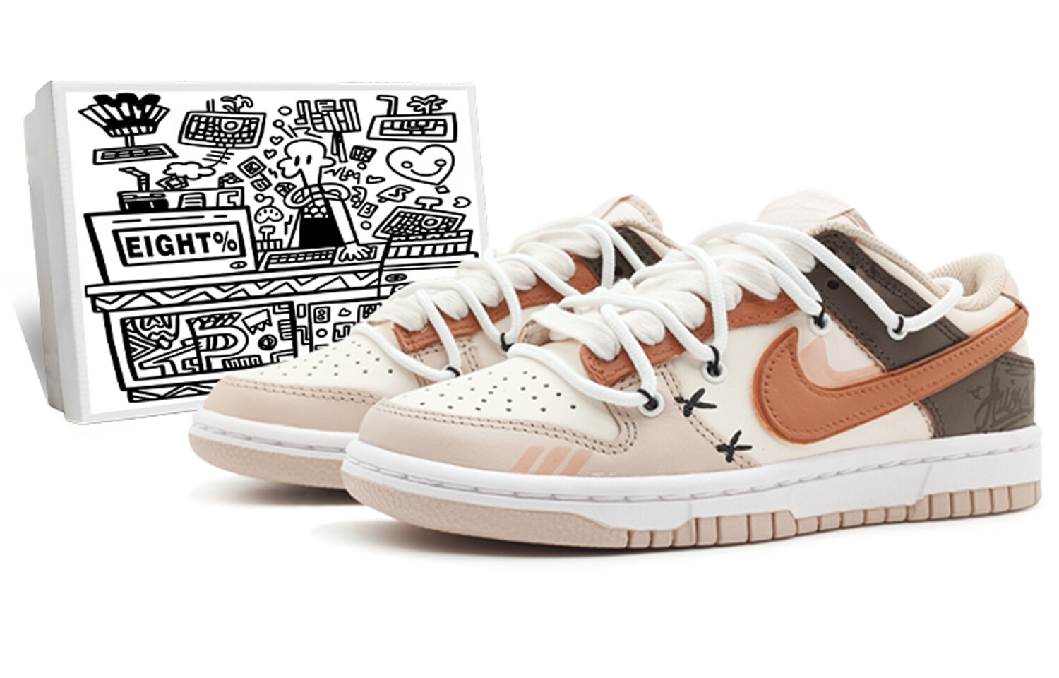 

Кроссовки Nike Dunk Skateboarding Shoes Women's Low-top Beige/brown, светло-желтый