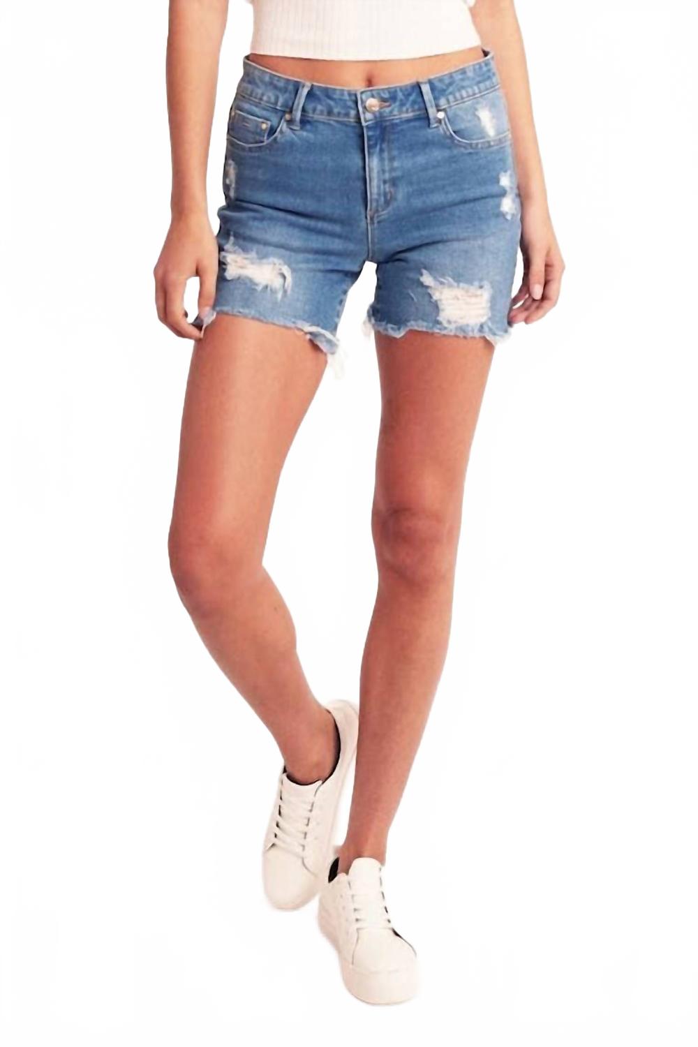 

Камилль высокие рваные шорты в цвете индиго Tractr