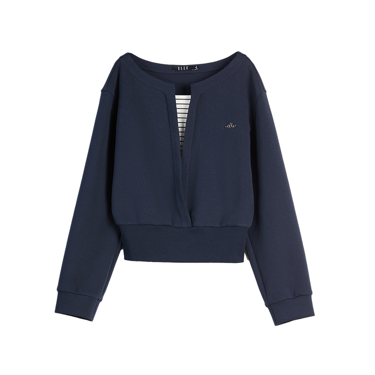 

ELLE Свитшот Women's Navy Blue Crew Neck Moderate Mock Two Piece, Синий, ELLE Свитшот Women's Navy Blue Crew Neck Moderate Mock Two Piece