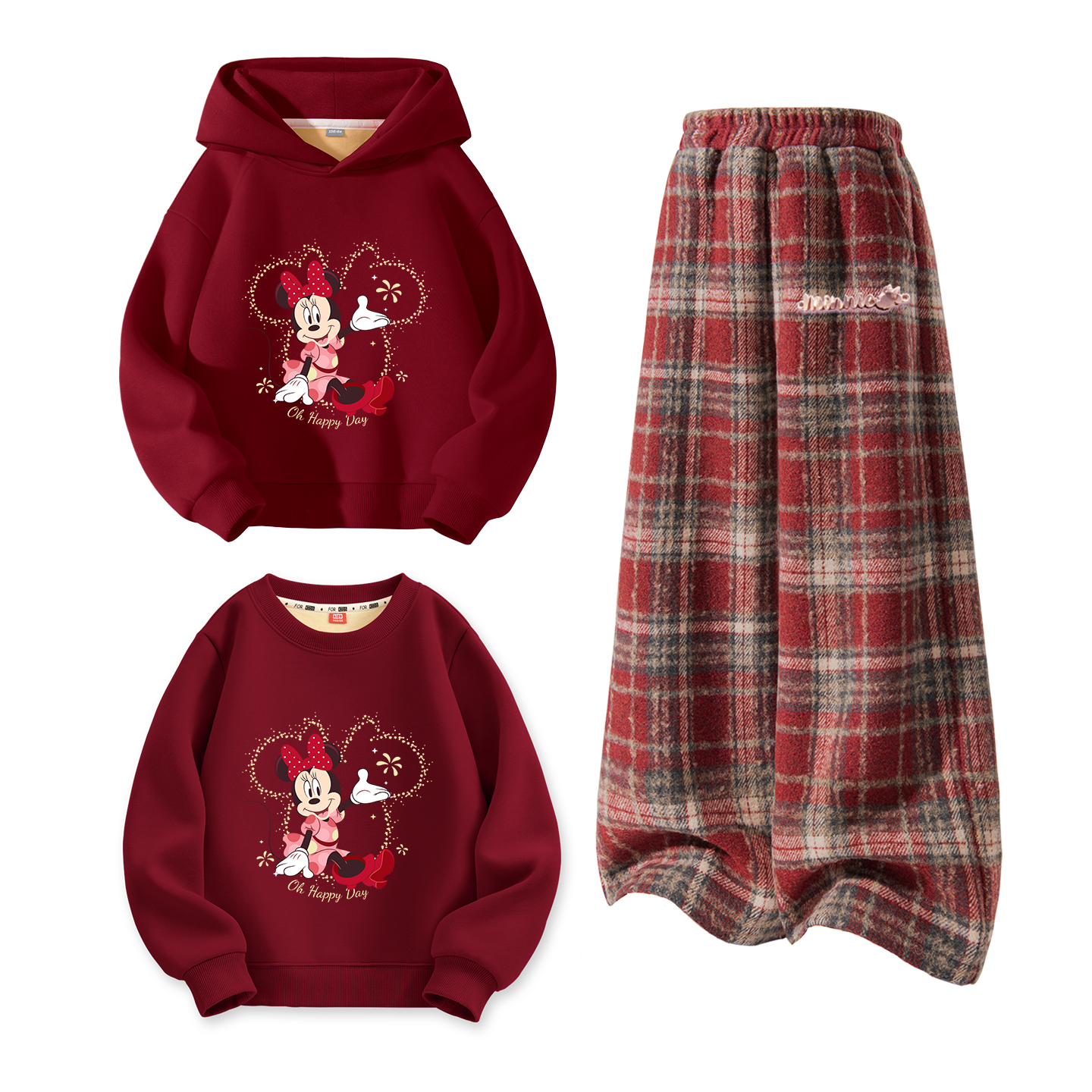 

Детский костюм Tang с круглым вырезом и толстым воротником Disney, [thickened and fleece-lined]dihualin бордовый+dihualin metal label k красный plaid+dihualin бордовый