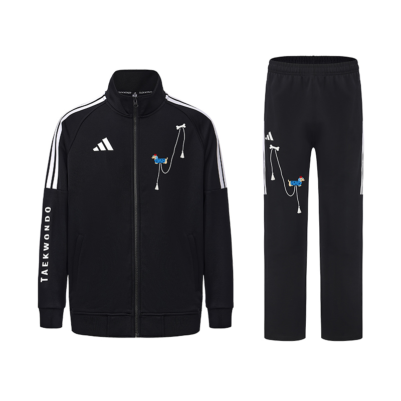 

Повседневная спортивная одежда Unisex, воротник стойка, умеренный Adidas, черный белый stripes