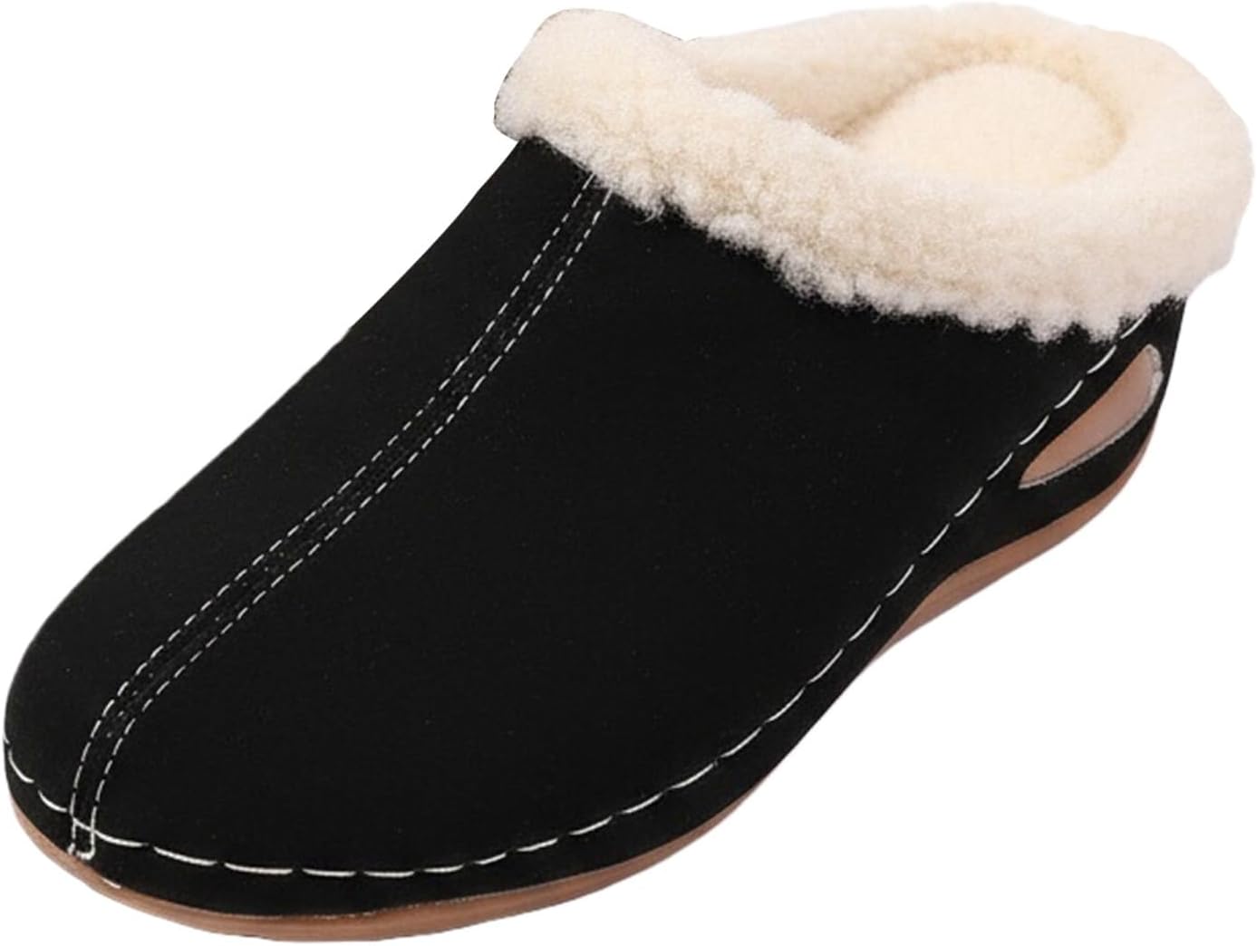

Женские сабо Canbebig с меховой подкладкой, уютные замшевые осенние тапочки для дома и улицы, с закрытым круглым носком, удобные, утепленные, с флисовой подкладкой, на платформе, черный
