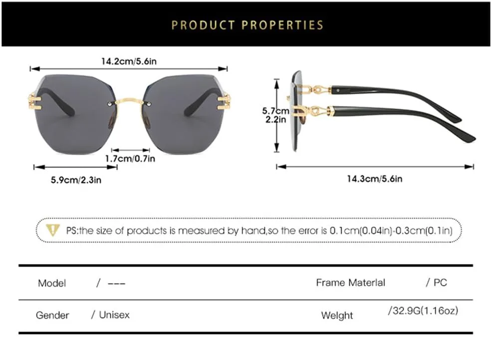 

Женские солнцезащитные очки без оправы, овальная большая оправа, солнцезащитные очки для улицы, пляжа, вечеринок, защита от ультрафиолета UV400 HCPIHF, 3