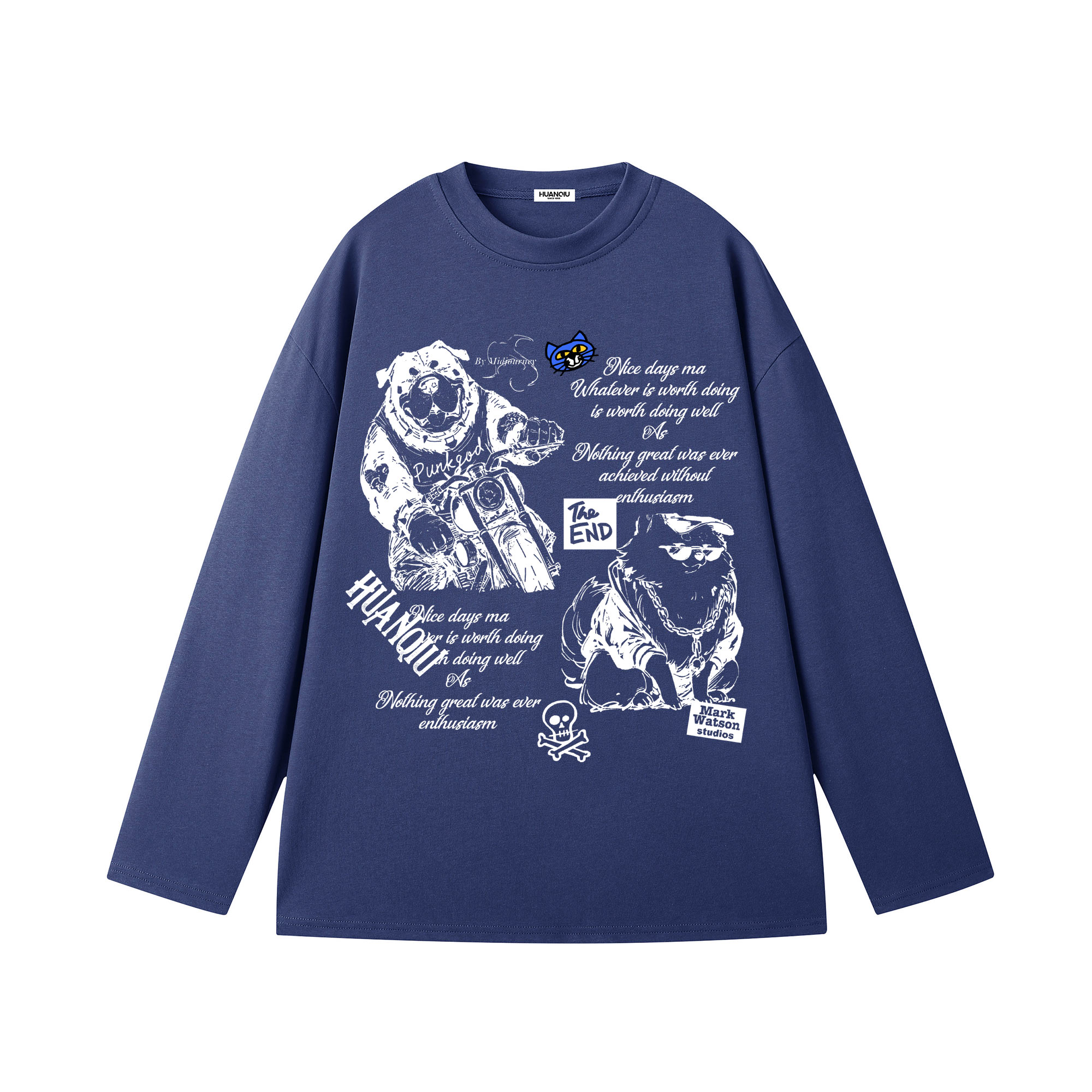 

Футболка Unisex Crew Neck Moderate Straight Fit HUANQIU, темно-синий