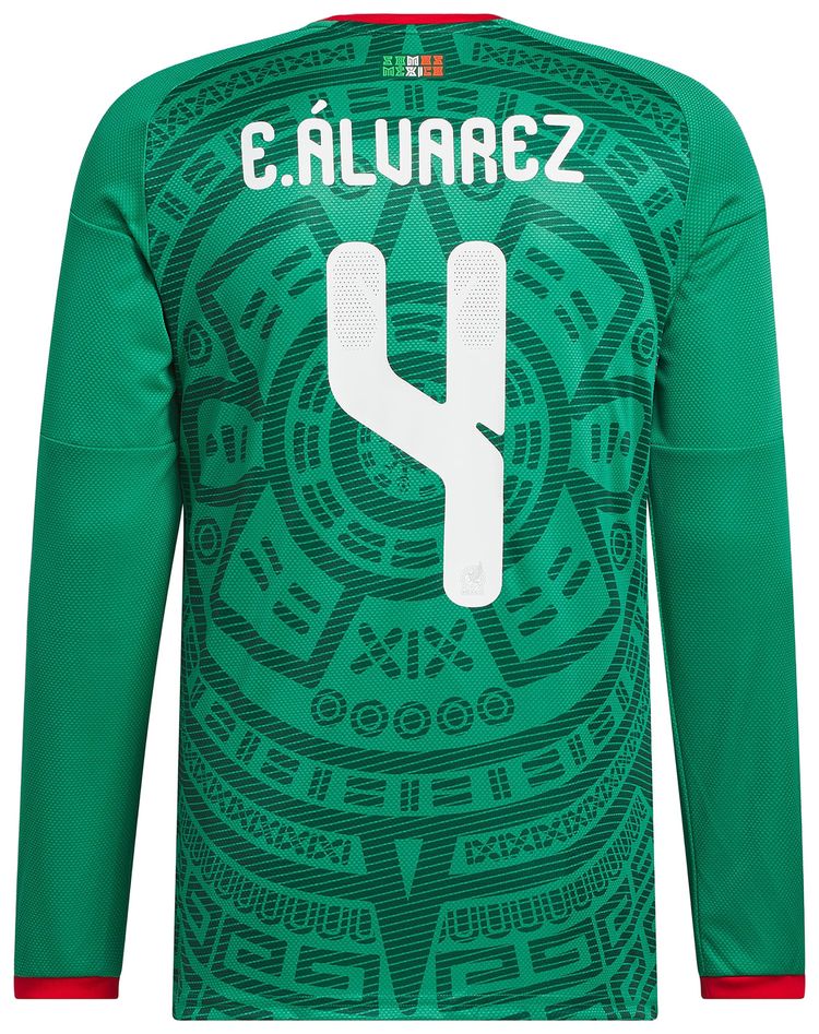 Домашняя футболка Adidas Mexico 26 Alvarez с длинными рукавами, зеленый — фото 2
