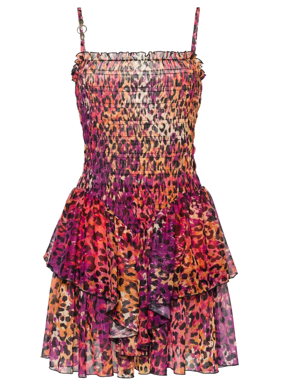 

Многослойное платье мини с леопардовым принтом Just Cavalli, фиолетовый