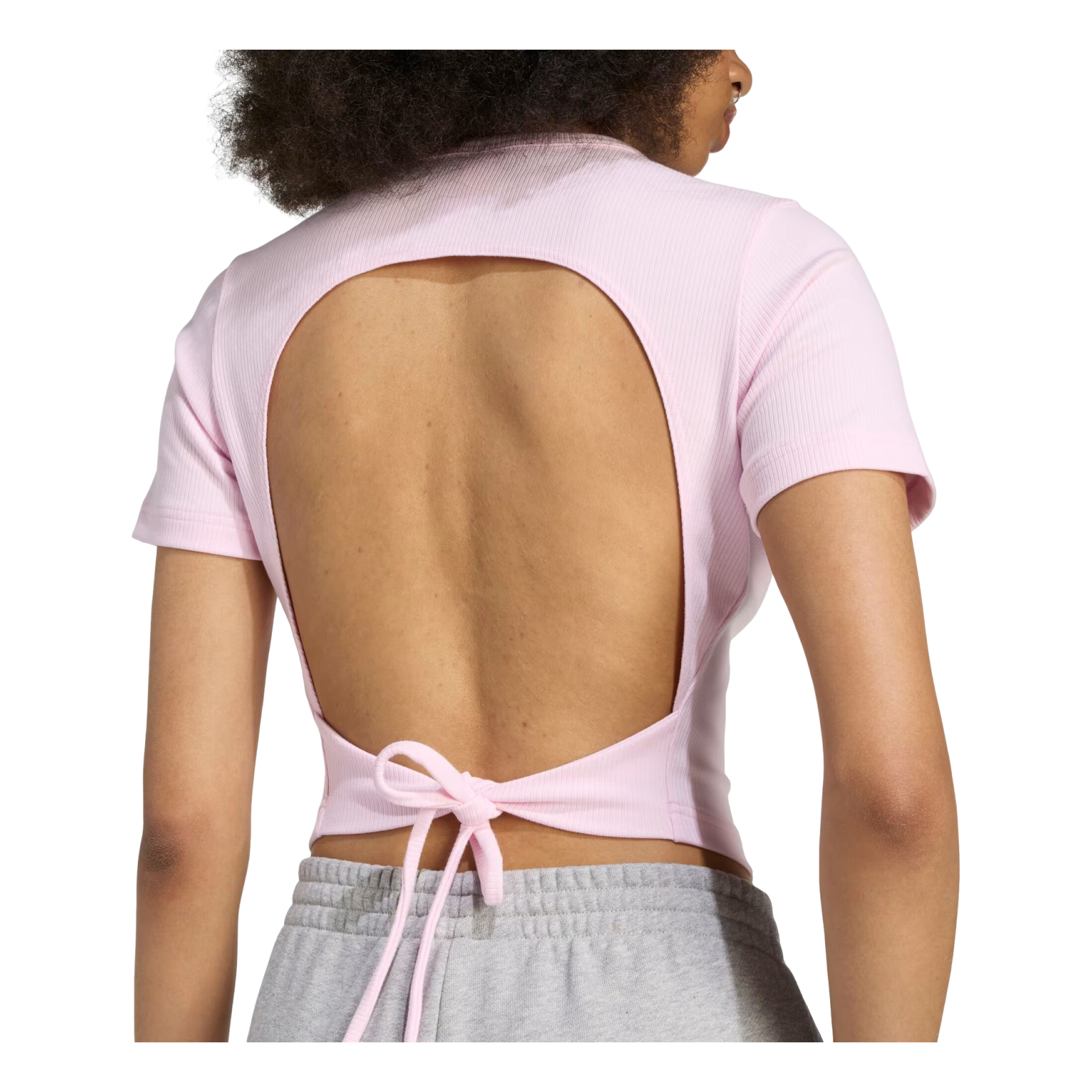 (WMNS) Футболка Adidas Campus 2000 с вырезом на спине, ребристая, цвет «Clear Pink» — фото 2