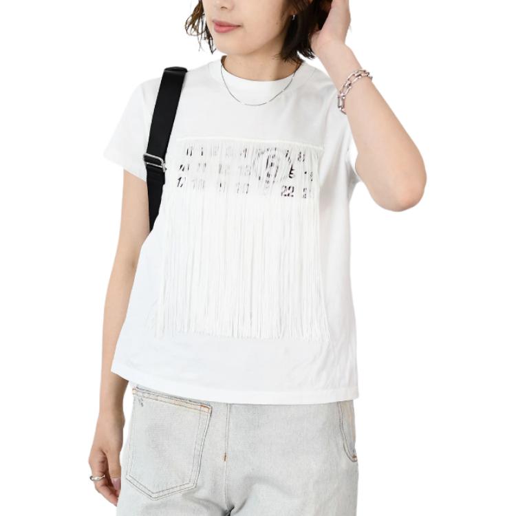 

MM6 Maison Margiela Футболка SS25 женская белая, Белый, MM6 Maison Margiela Футболка SS25 женская белая