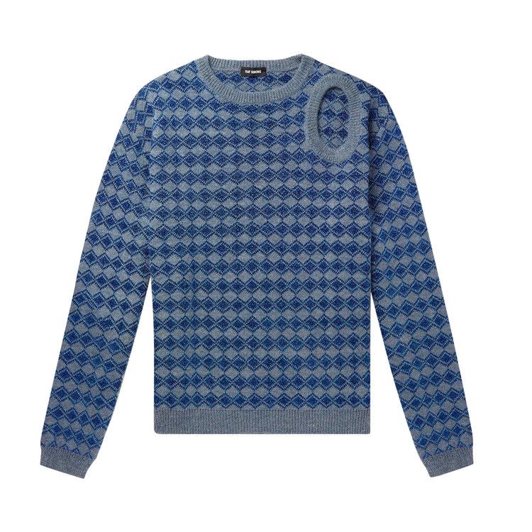 

Свитер Raf Simons Jacquard Cut Out Hole Crewneck Sweater, Grey Blue