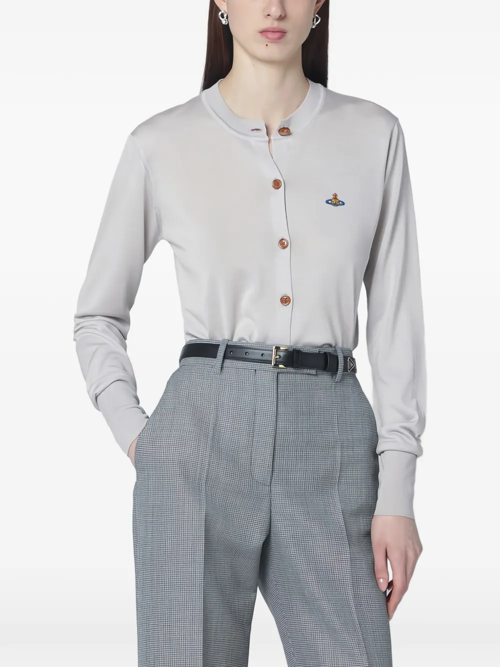 

Кардиган с вышивкой в виде орб (сферического символа) Vivienne Westwood, серый