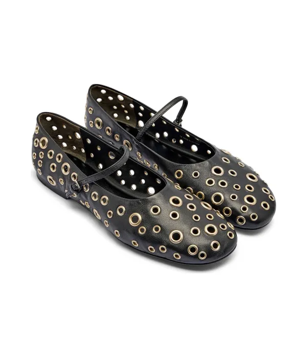 Кожаные туфли Мэри Джейн с люверсами Tory Burch, черный — фото 3