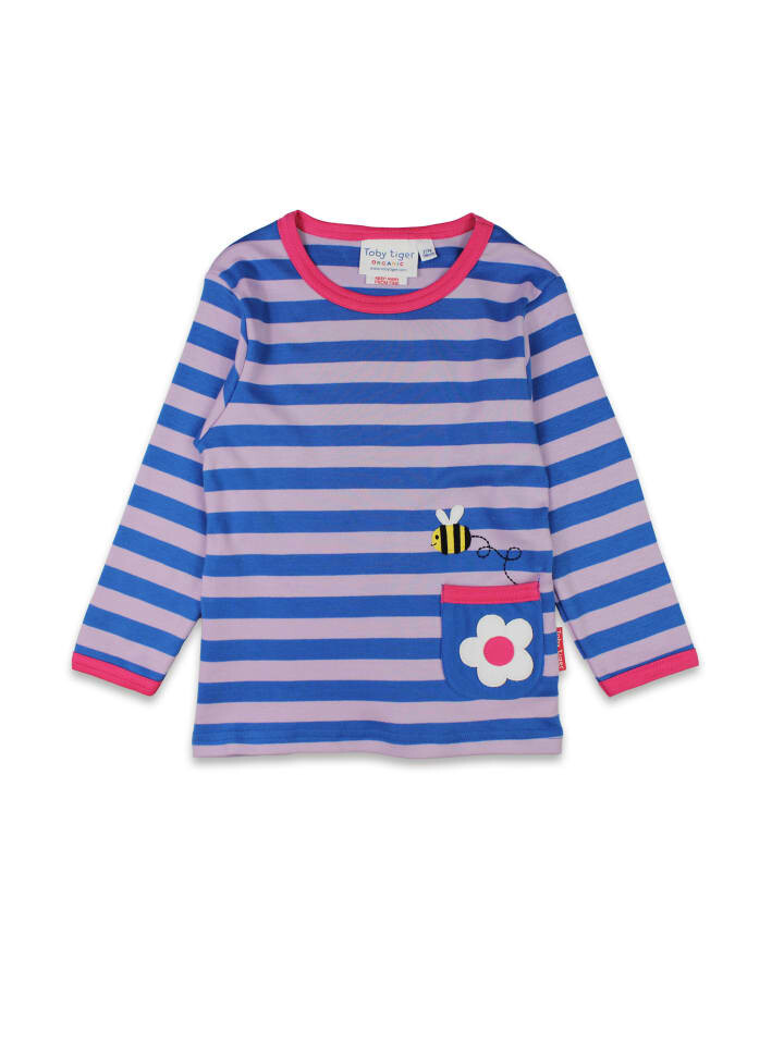 

Футболка Toby Tiger Langarmshirt mit Gänseblümchen Applikation, фиолетовый