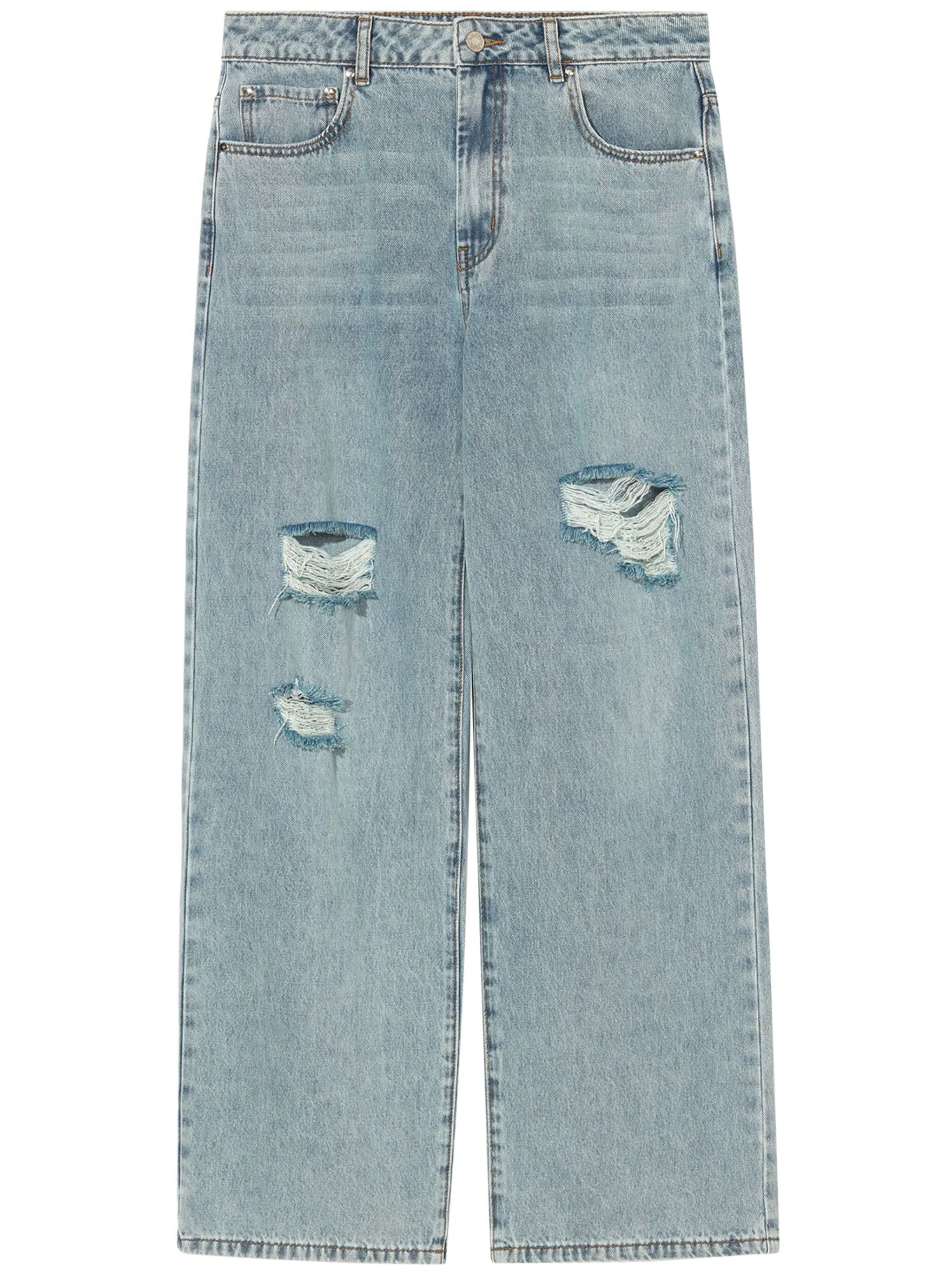 

Джинсы средней посадки с эффектом потертости B+Ab, синий