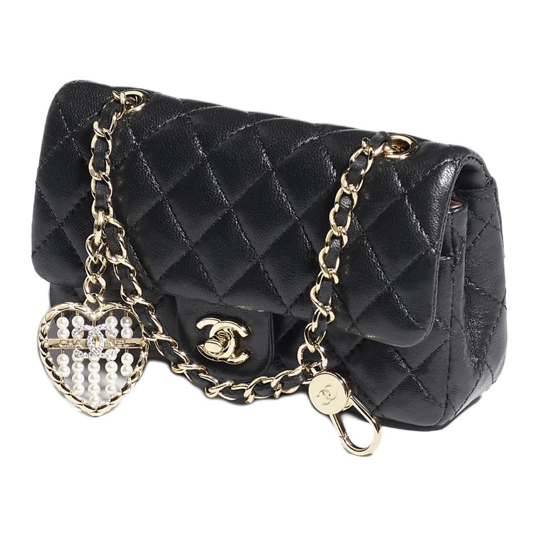 CHANEL Миниатюрный женский кошелек для монет из овчины черный — фото 2