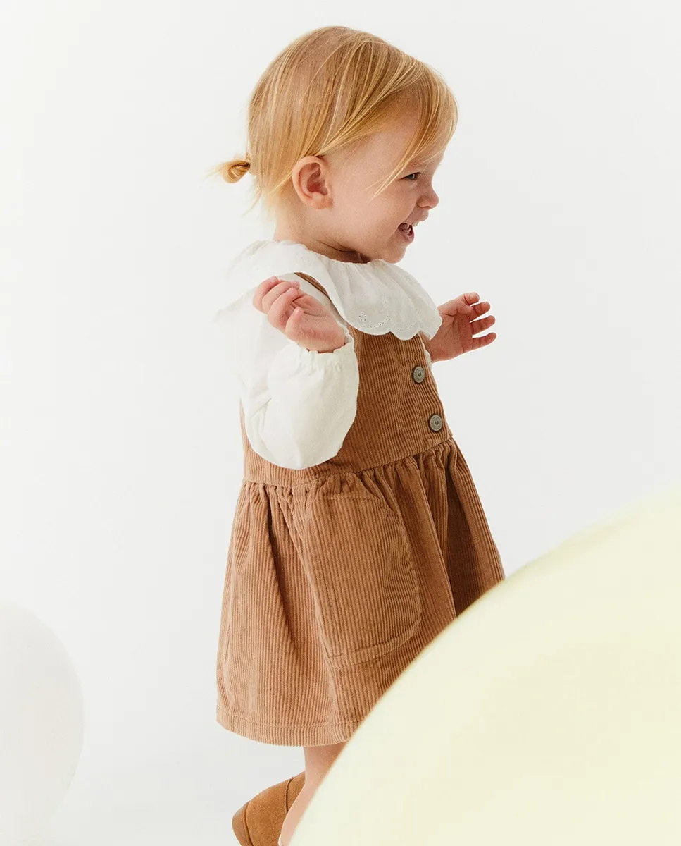 

Комбинезон с юбкой из микровельвета Sfera, бежевый