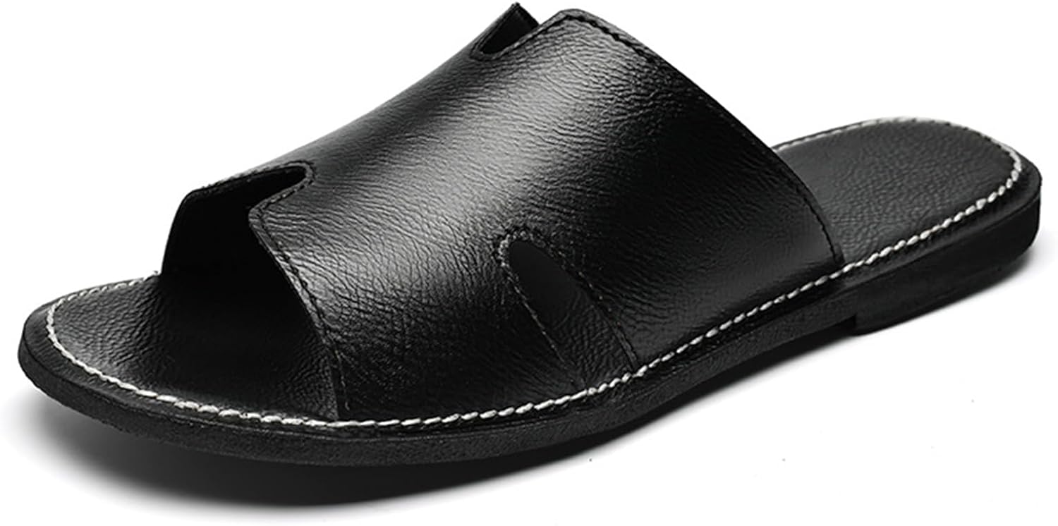 

Мужские кожаные шлепанцы/тапочки Abborora, черный