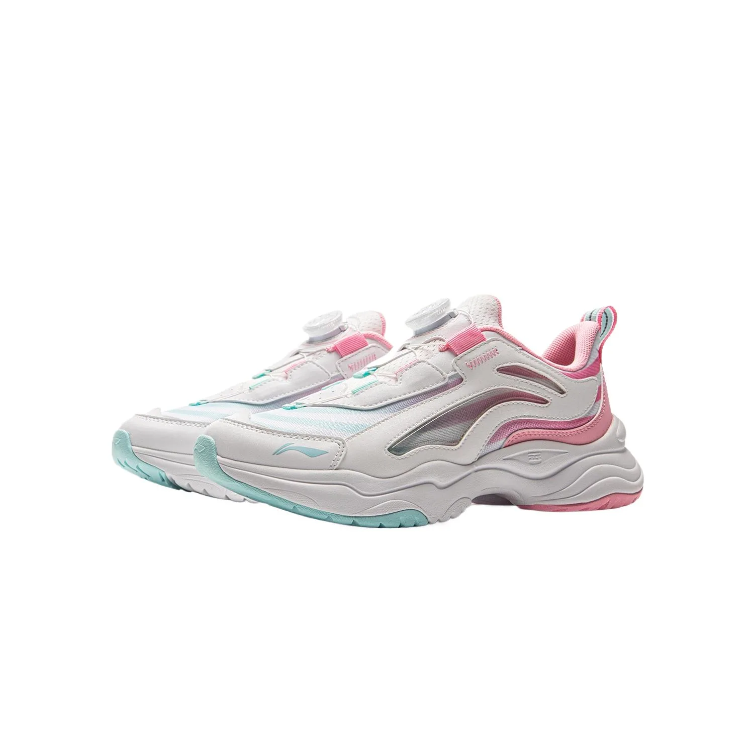 YOUNG Li-Ning YOUNG Aurora спортивные повседневные кроссовки низкие дышащие с амортизацией стандарт white sky blue impatiens pink — фото 3