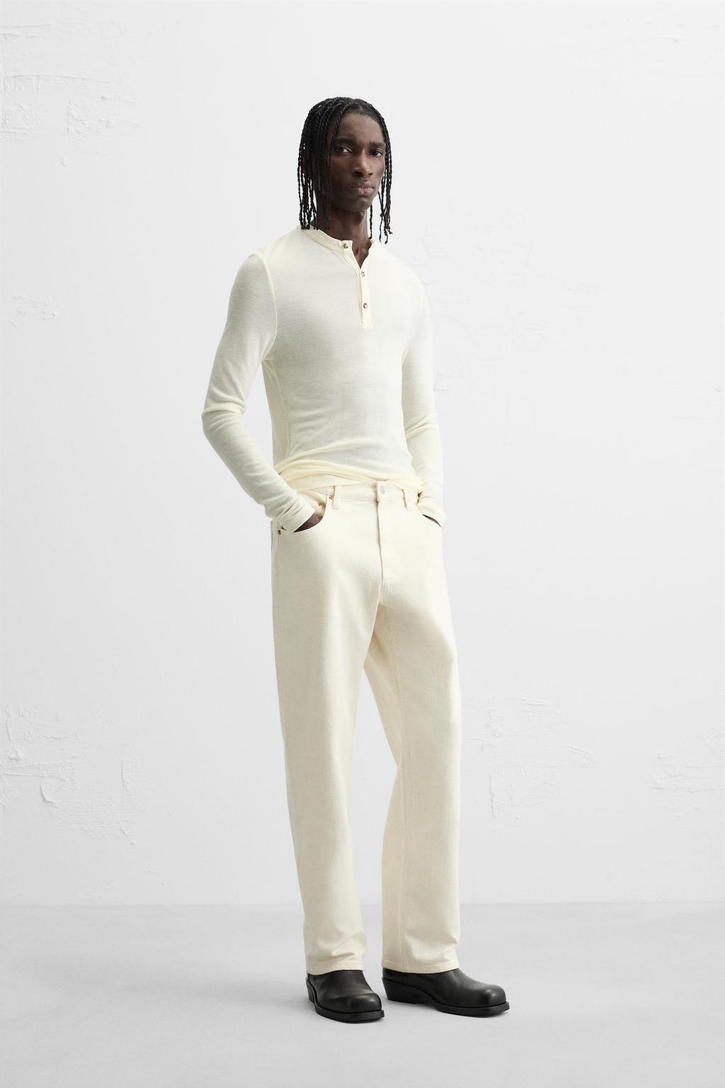 

Джинсы свободного кроя с регулируемой посадкой ZARA, устрично-белый