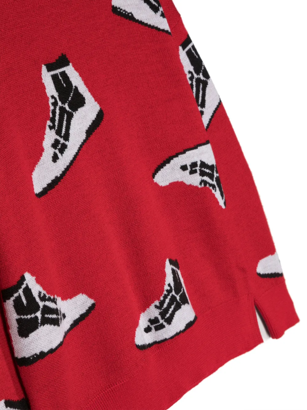 Шерстяной свитер вязки интарсия с узором AMIRI KIDS, красный — фото 3