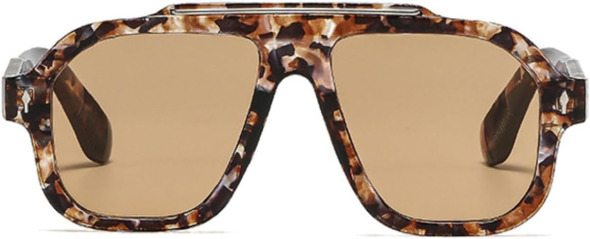 

Винтажные квадратные солнцезащитные очки для мужчин, модные очки с линзами цвета шампанского, защита от УФ-излучения UV400, трендовые солнцезащитные очки-пилот для женщин 89284 Melrose, Leopard