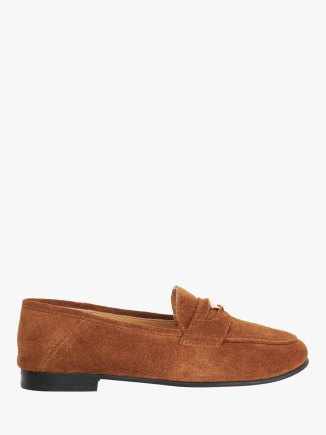 Греческие лоферы из замши на тонкой подошве Dune London, Dark Tan