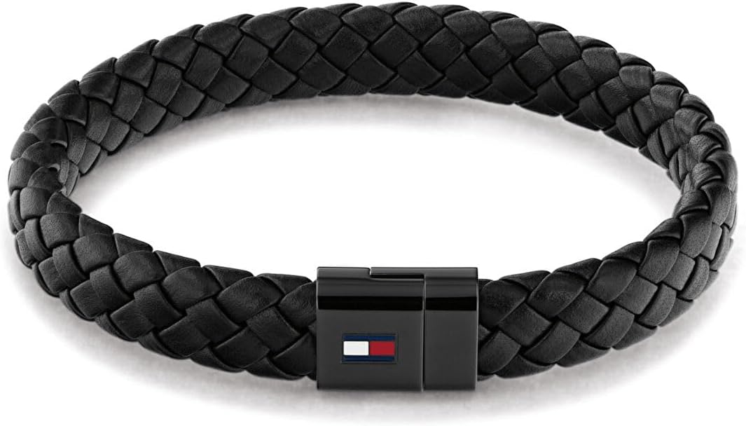 

Мужской круглый плетеный кожаный браслет Tommy Hilfiger, Black