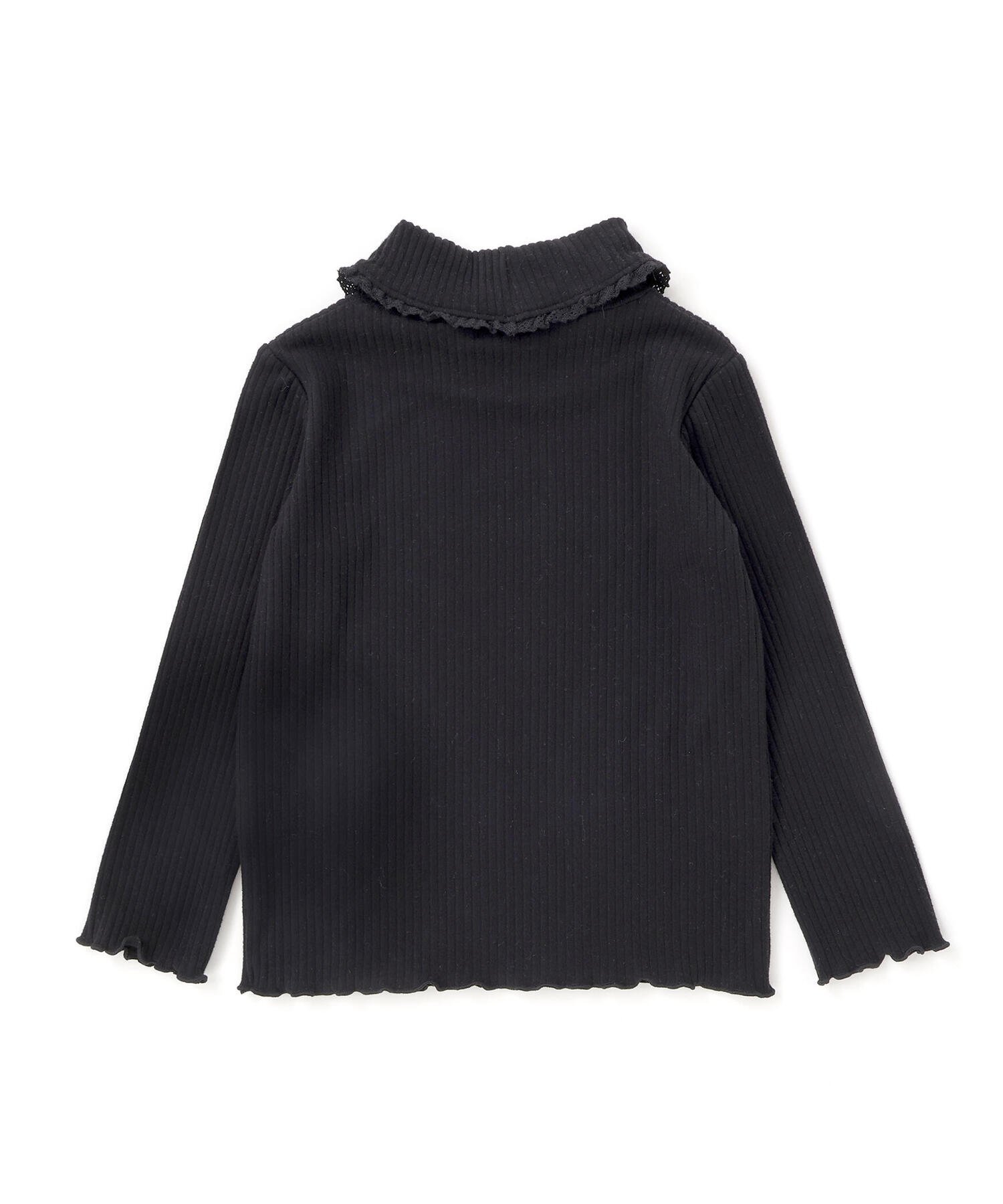 Кружевной топ с высоким воротником и вышивкой в виде сердечек (80–130 см) SLAP SLIP, Black — фото 3