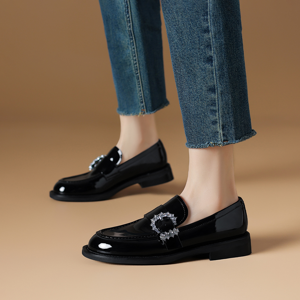 Rosa Bianca Лоферы женские 2,8 см черные на овечьей стельке, цвет Black (Sheepskin Insole) — фото 4