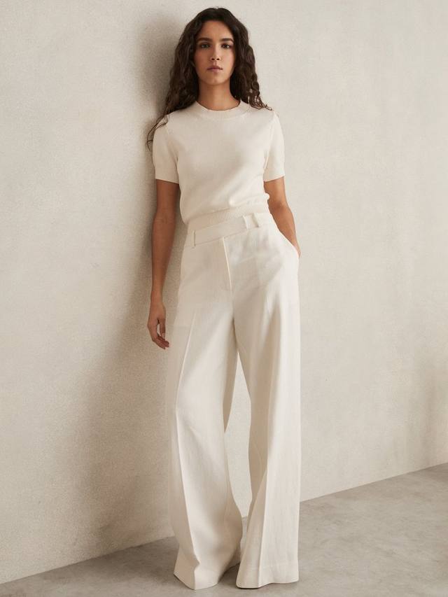 

Широкие брюки из льняной смеси petite devon Reiss, белый