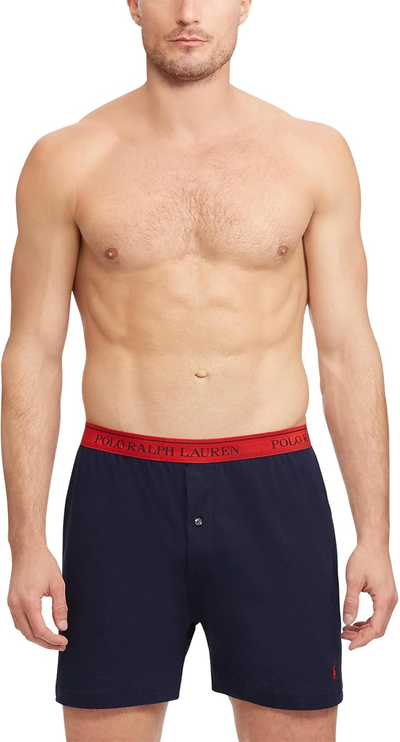 POLO RALPH LAUREN Мужские классические хлопковые боксеры, 3 шт, Cruise Navy/Aerial Blue/Rugby Royal — фото 2