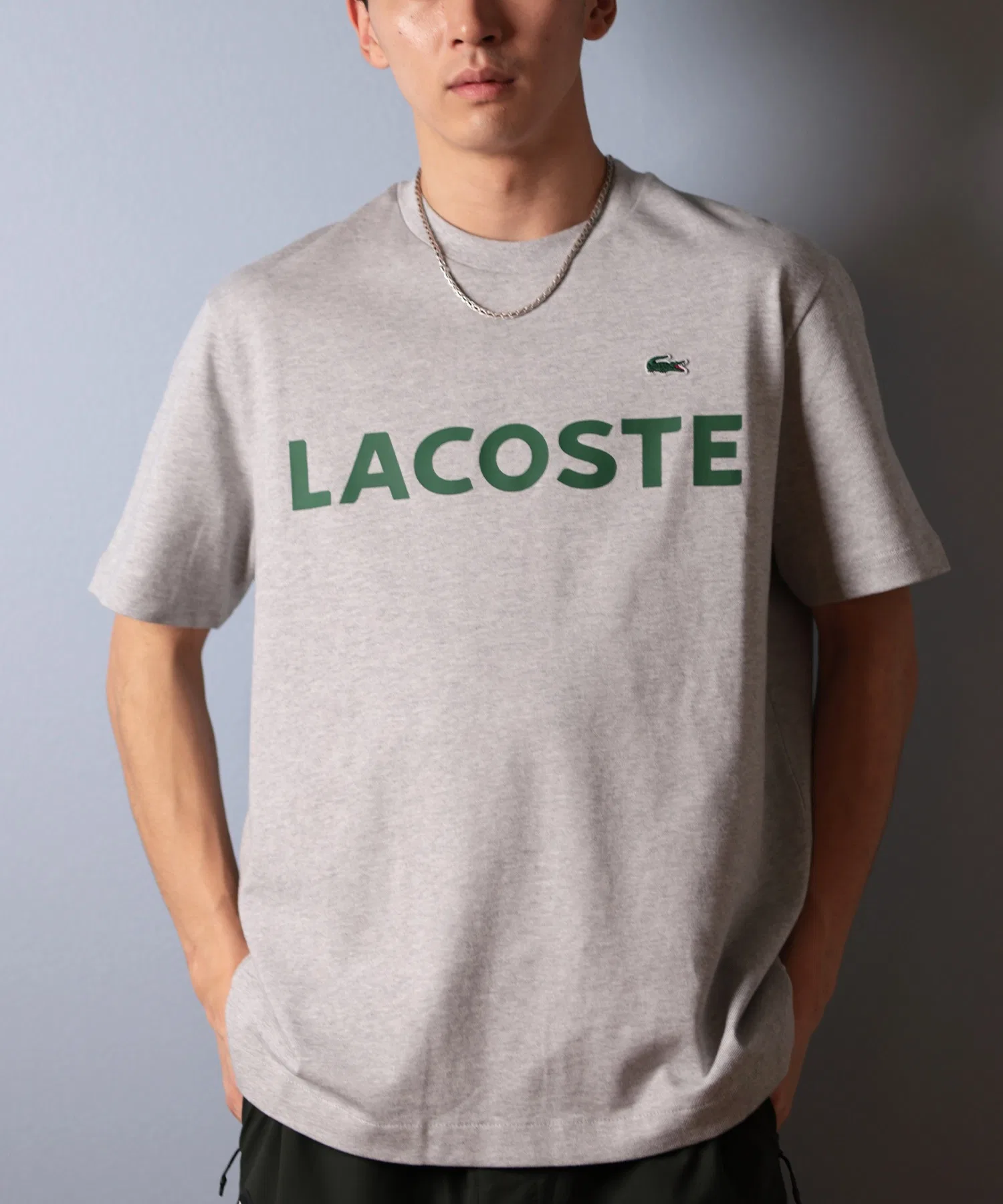 Футболка Lacoste TH229999 мужская хлопковая с принтом, белый